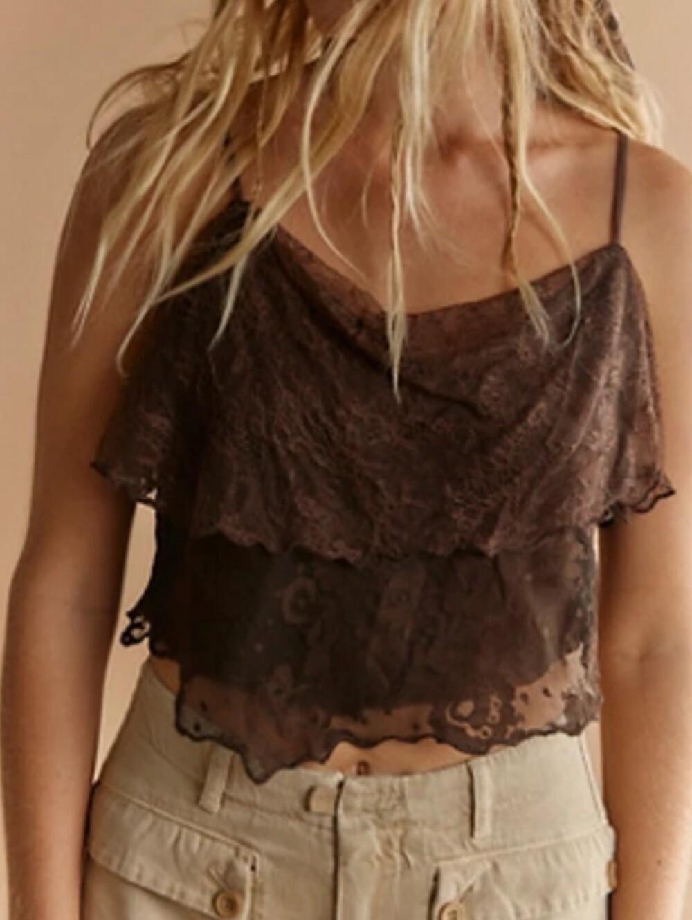 NWT Free People Rose Gold Lace Top. XS